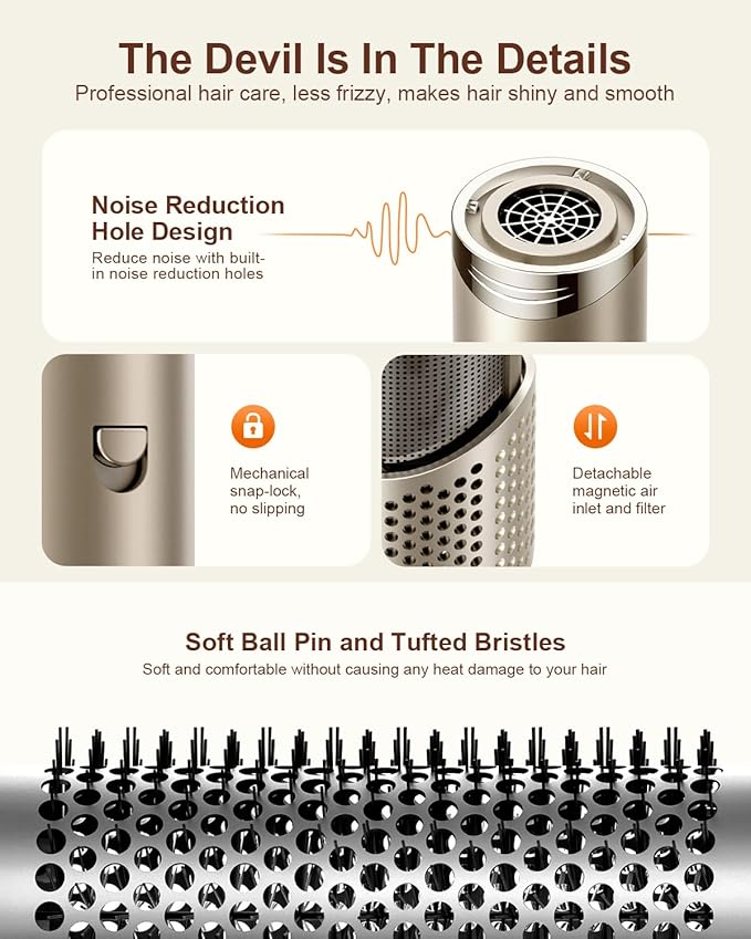 5-in-1 Professional Hair Dryer Brush, Powerful Multi-Styler with Auto-Wrap Curlers, Fast Drying Curling Straightening Volumizing Without Heat Damage, Storage Case Best Gift for Girl/Women