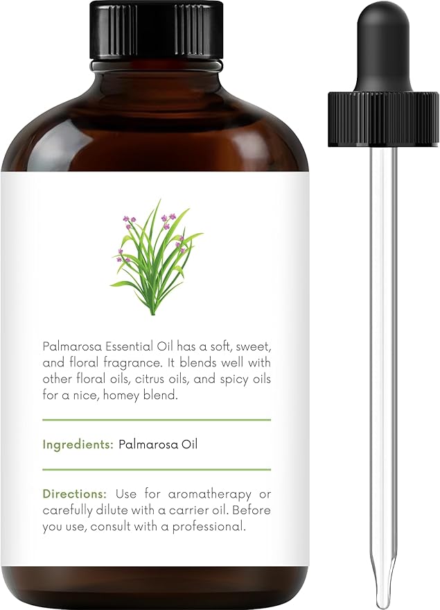 Handcraft Blends Palmarosa Essential Oil – Huge 4 Fl Oz – 100% Pure and Natural – Premium Grade Essential Oil for Diffuser and Aromatherapy, Skin, Massage, Candle and Soap Making Fragrance