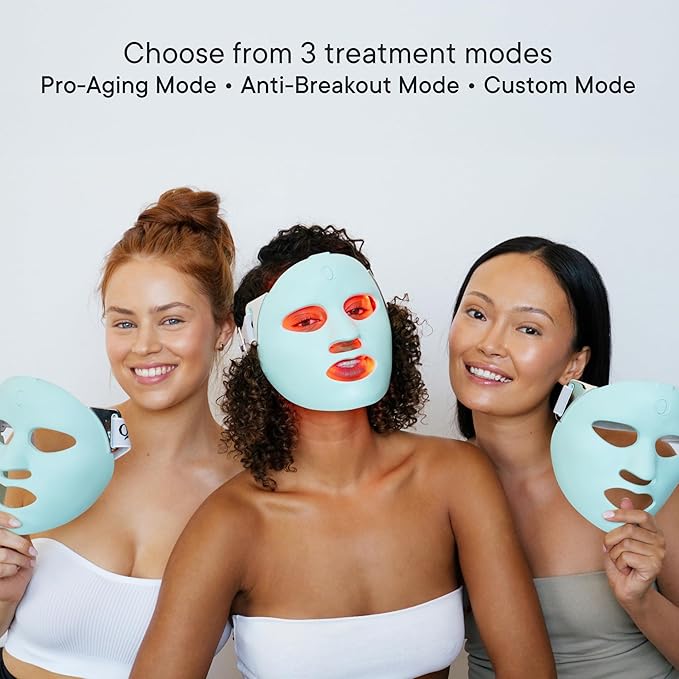 Qure Red Light Therapy for Face – LED Mask with 5 Light Modes for Anti-Aging, Acne, Wrinkles & Dark Spots, 3-Min Wireless Daily Treatments, Smart App Control with Reminders, FDA Cleared
