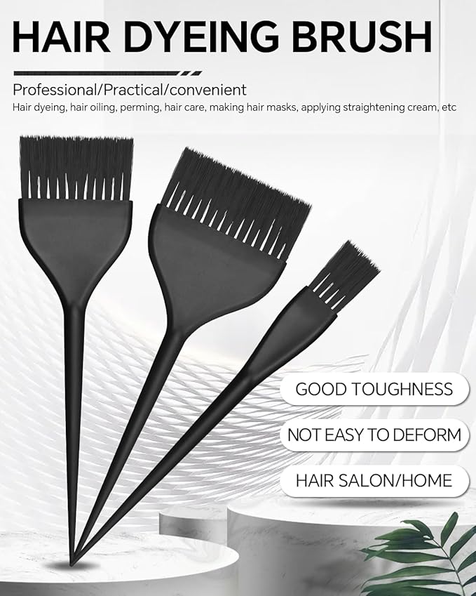 3 Pack Hair Color Brush Set - Professional Hair Dye Brush for Hair Stylist, for Highlighting, Tint and Coloring Hair Sections - Women Men Salon Use Home DIY Dyeing