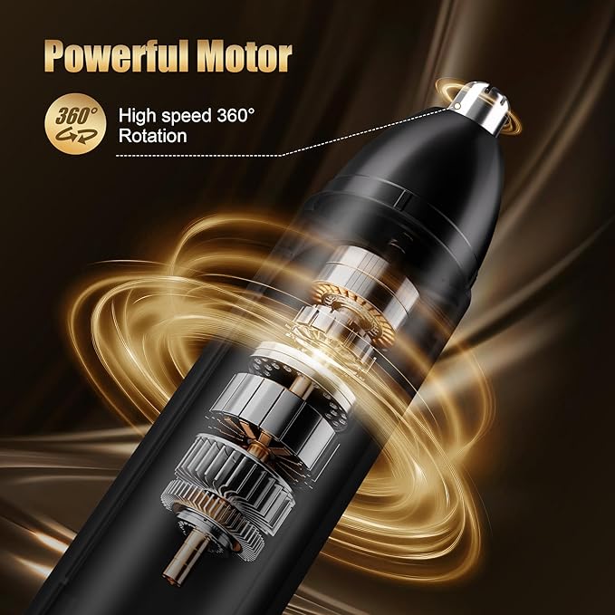 Nose Hair Trimmer for Men, 2025 Professional Painless USB Rechargeable Eyebrow Trimmer, Ear and Nose Hair Trimmer for Men Women, Facial Hair Remover with Powerful Motor, Black