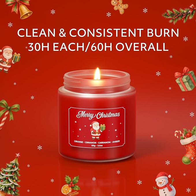NORVENCE Christmas Candles, Scented Candles Gift Set for Stress Relief, Stress Relief Candle Gifts for Women and Men, Christmas Candle Gifts for Women (Red & Green, 7 oz)