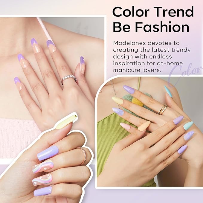 modelones Purple Gel Nail Polish, 15 ML Pastel Gel Polish Lilac Purple Nail Polish Soak Off Led Summer Nail Gel Polish for Women Girl DIY Nail Art Gift