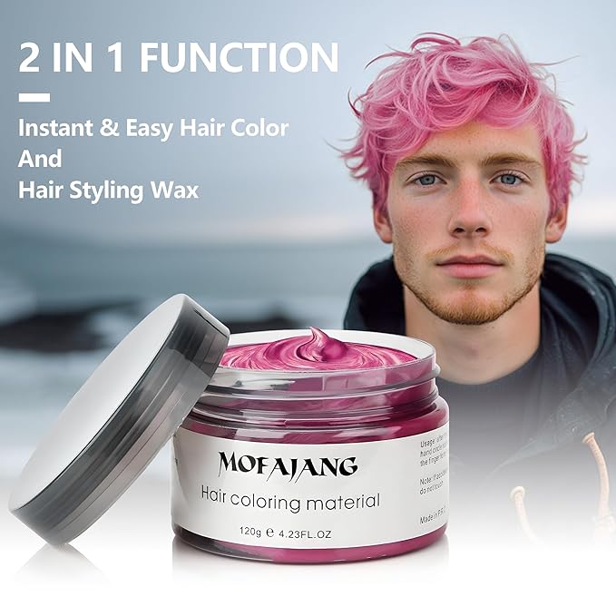 Light Pink Temporary Hair Color Wax - SOVONCARE Washable Hair Dye for Men & Women, All-Day Hold Disposable Hair Styling Clays for Party, Cosplay & Daily 4.23 oz