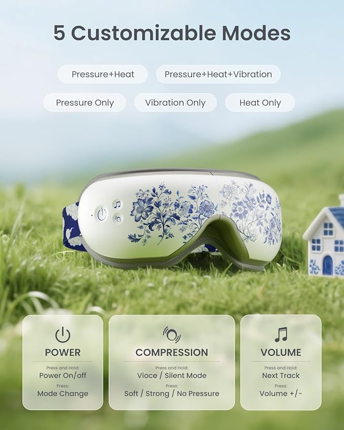 RENPHO Eyeris 1 Eye Massager with Heat, Christmas Birthday Gifts for Mom Dad Women Men Her Him, Sleep Mask with Heat Bluetooth Music, Relax Eye