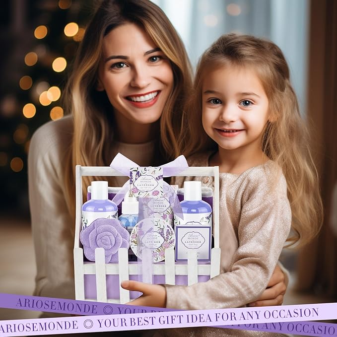 Gift Baskets for Women, Lavender Gift Sets for Women Self Care Spa Gift Basket Includes Body Lotion, Shower Gel, Bubble Bath, Relaxing Gifts For Her, Mom, Sister, Birthday & Christmas Gifts