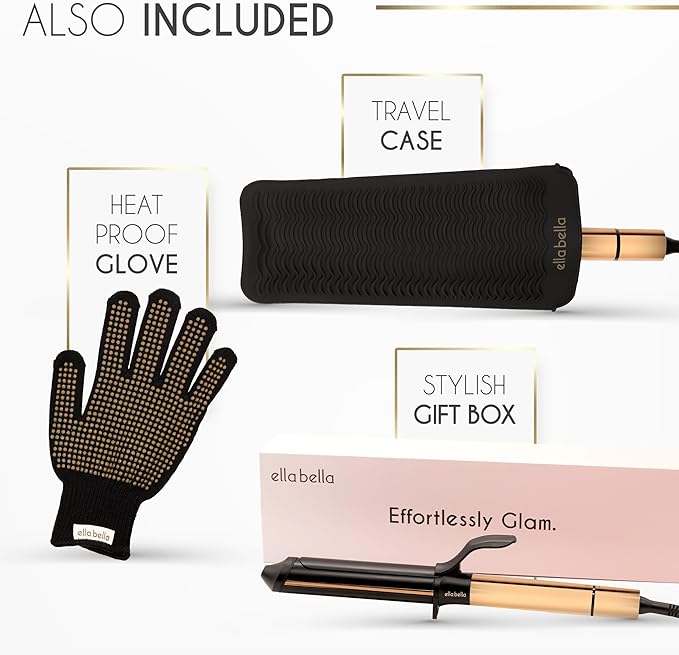 ELLA BELLA® Curling Iron 1.5" • Professional Hair Curler • 1.5 inch Curling Iron • Ceramic Curling Irons • Transform Your Look in Seconds • Suitable for All Hair Types • Say Goodbye to Heat Damage