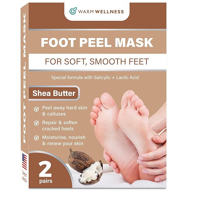 Foot Peeling Mask – Lavender Exfoliating Treatment Booties for Callus Removal & Renewal of Dry, Cracked Feet – Dermatologist-Inspired Moisturizing Spa Therapy for Men & Women (Shea Butter 2 Pairs)