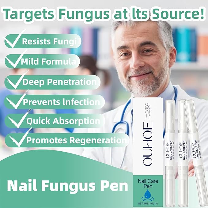 Nail Fungus Pen，Nail Growth & Repair Essence Pen, specifically designed for fungal infections on toenails and fingernails. Repairs and strengthens nails, revealing smooth and glossy nails（3pcs）
