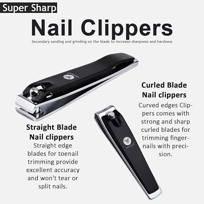 Manicure Pedicure Set 8pcs Stainless Steel Nail Clippers Kit Fingernail Toenail Clippers Cutters with Leather Case for Home Workplace Outdoor Travel Salon Gift for Men Women Family Friends