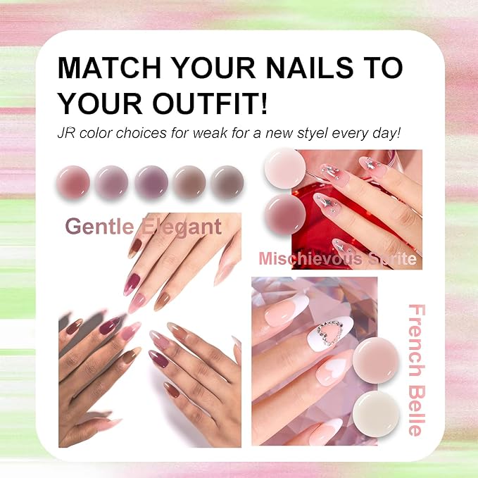 JR 35pcs 10ml Gel Nail Polish Same Color Same Bottle Red Pink Nude Gel Polish Set Base Top Matte Coat For Nail Salon Professional Nail Art Manicure for Women A Set