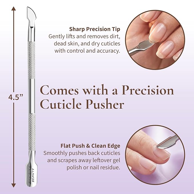 Professional Cuticle Cutter & Pusher Trimmer Manicure Tools with Double Spring 2Pcs – Perfect Nail Care Tool for Manicure & Pedicure Beauty at Home/Spa/Saloon Silver