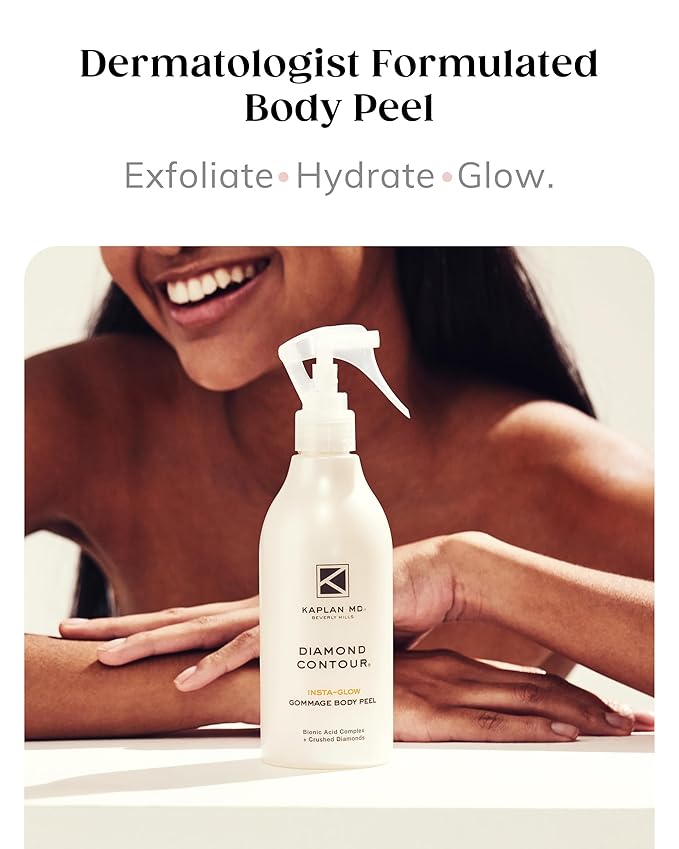 KAPLAN MD Diamond Contour Insta-Glow Gommage Body Peel – Body Exfoliator & Skin Peel with Glycolic Acid, Pineapple Ceramides & Crushed Diamonds - Exfoliating for Smooth, Radiant Skin, 10.14 fl oz
