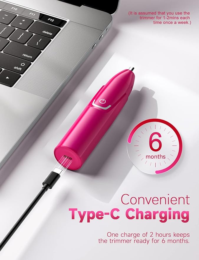 ZORAMI Rechargeable Ear and Nose Hair Trimmer - 2025 Professional Painless Eyebrow & Facial Hair Trimmer for Men Women, Powerful Motor and Dual-Edge Blades for Smoother Cutting Magenta