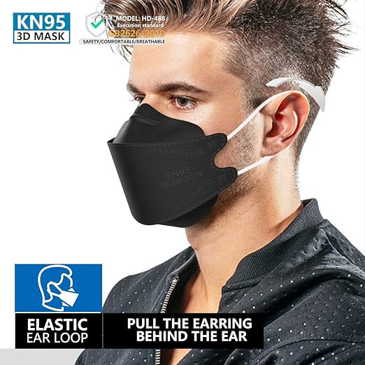KN95 Face Masks 50 Pack, Breathable Comfortable and Disposable KN95 Mask, Black
