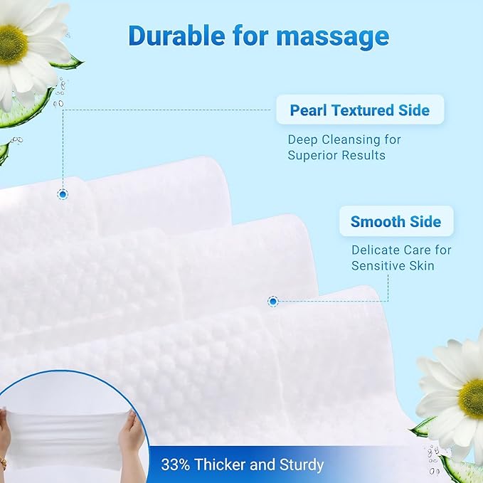 Ultra Gentle Body Wipes No Rinse, 60 Individually Wrapped Personal Hygiene Shower Wipes for Women and Men, Spa-Grade Comfort, Biodegradable, Great for Gym Travel Camping Post Surgery 8"x12" Unscented