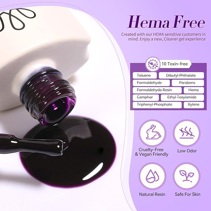 Born Pretty Ice Jelly Gel Nail Polish Jelly Purple Gel Nail Polish Sheer Transparent Purple Natural Translucent Hema-Free Soak Off Gel Polish Nail Art DIY 15ML