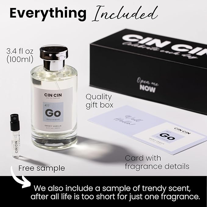 Cin Cin Smoky Vanilla - Gourmand 417 EDP 100ml Inspired by T.F's Tobacco Vanille - Long-Lasting Tobacco Vanilla Dupe Perfume for Men & Women - Paraben-Free & Concentrated Eau De Parfum Fragrance