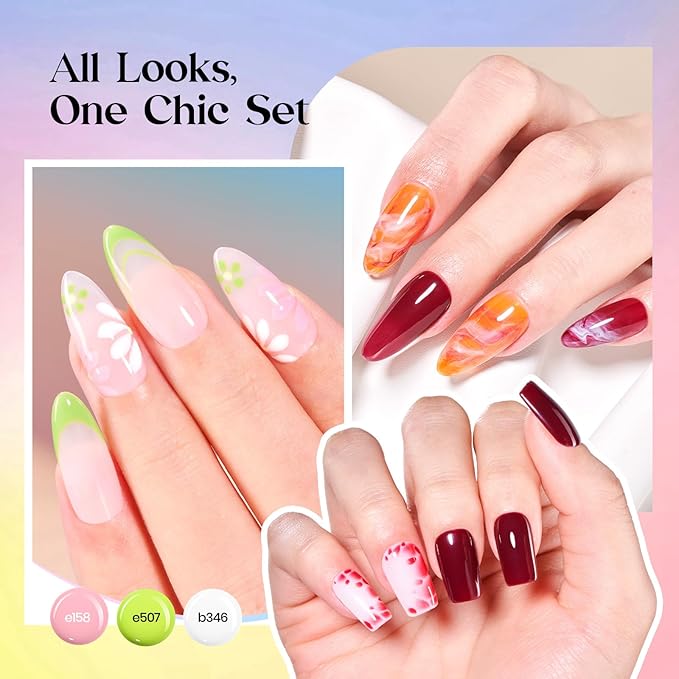 Beetles Winter Gel Polish Set – 36 Color Yellow Brown Pink Red Gel Polish Kit with Base Coat Glossy Matte Glitter Top Coat Soak Off UV LED Gel for Nail Art Manicure Salon DIY Gift for Women