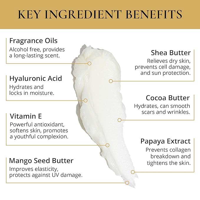 LUXURY LIFE Bed Butter - Scented, Luxurious Body Butter With All-Natural Hyaluronic Acid For Soft, Glowing, Hydrated Skin - For Men & Women - For All Skin Types - Warm Compliments Scent, 5 oz