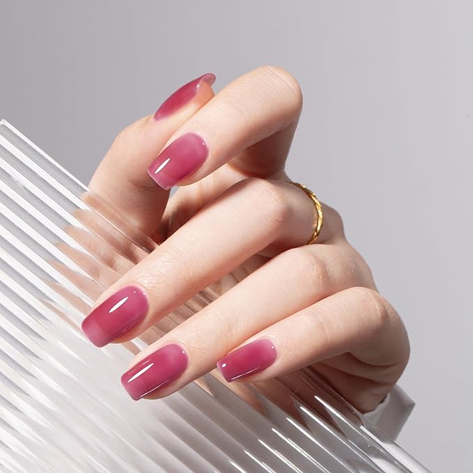 MAYCHAO 15ML Jelly Plum Gel Nail Polish 1Pc Crystal Plum Gel Polish Soak off Translucent Plum Nail Polish Nail Art Manicure Salon DIY at Home, 0.5 OZ