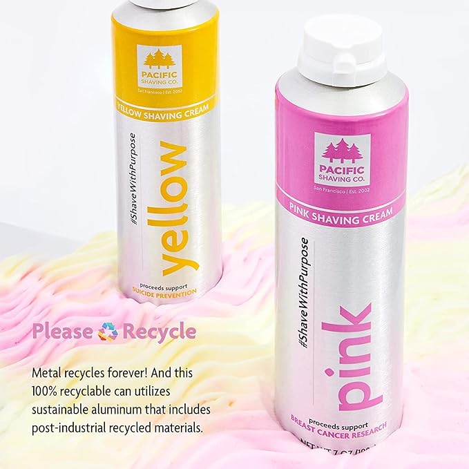 Pacific Shaving Company Pink Shaving Cream - Foaming Colorful Shaving Cream - Hydrating, Redness Reducing + Irritation Free Shave Cream (7 Oz)