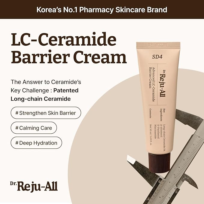 Dr. Reju-All Advanced LC-Ceramide Barrier Cream - Patented Long Chain Ceramide Deep Hydration - Lightweight Korean Face Moisturizer for Strengthening Skin Barrier - 1.69 Fl Oz