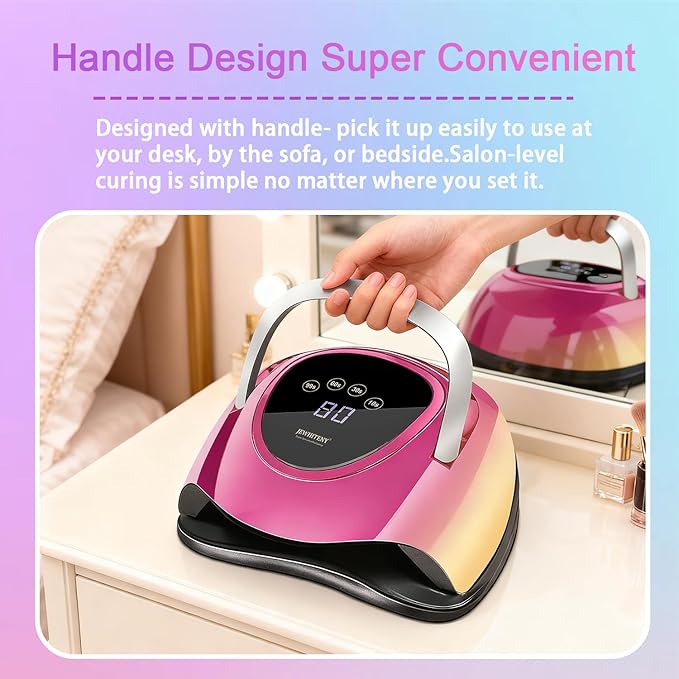 JEWHITENY 57 Pcs LED Beads U V Nail Lamp : 220 W Professional Nail Dryer with 4 Timers & Automatic Sensor Fast Curing U V Light for Gel Nails Professional Manicure Tool