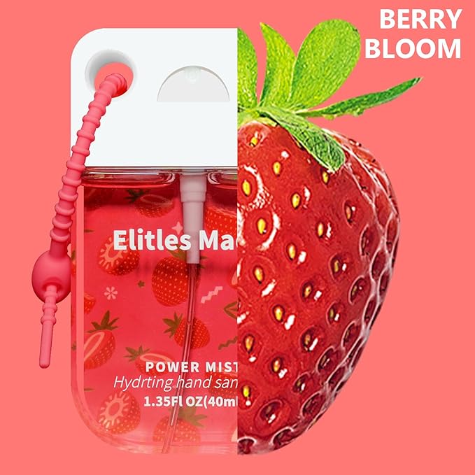 Hand Sanitizer Spray, 3Pack Spray Hand Sanitizer Travel Size With Cute Keychain, Scented Mini Pocket Power Mist Hydrating for Kids Christmas Gifts,1.35FL.OZ (Watermelon,Citrus,Strawberry