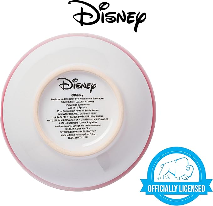 Silver Buffalo Disney Mickey Mouse Lunar Chinese New Year Tiger Ceramic Ramen Noodle Rice Bowl with Chopsticks, Microwave Safe, 20 Ounces