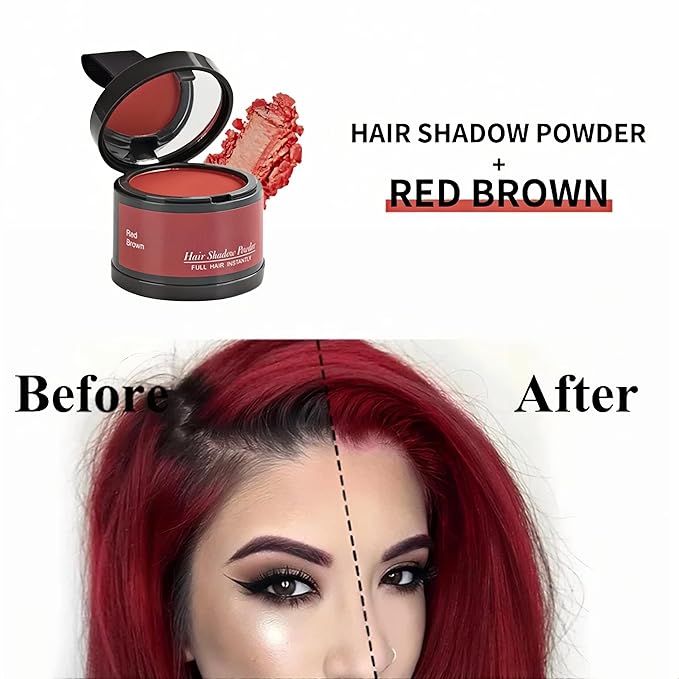 Hairline Powder (Red-Brown Bright) - Instantly Cover Gray Hair with Color Shadow, Touch-Up for Thin Hair 4g