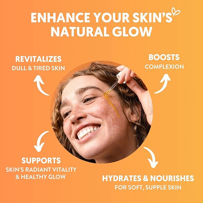 By Nature Brightening & Hydrating Face Oil - Vitamin C Oil & Turmeric Extract Enriched with Plant Squalane Oil for Face- Revitalize Dull, Tired Skin - Vitamin C Face Oil for Women and Men, 1 Fl Oz