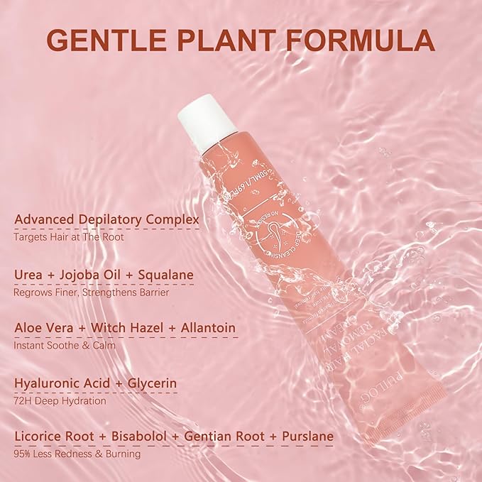Facial Hair Removal Cream for Women, Painless & Flawless Depilatory Cream for Face Upper Lip Chin Hair Remover, Gentle Formula for Sensitive Skin