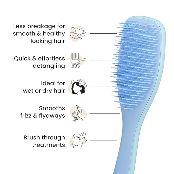 Tangle Teezer Ultimate Detangler Brush for Wet & Dry Hair, Eliminates Knots & Reduces Breakage for All Hair Types, Denim Blues