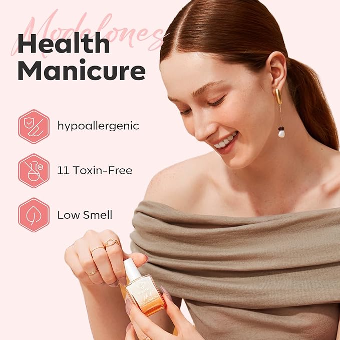 modelones Nail Strengthener Pale Pink White Nail Repair for Damaged Nails Strengthening Polish 15ml Nail Growth and Strengthener Natural Concealer Foundation Nail Care Gifts for Women