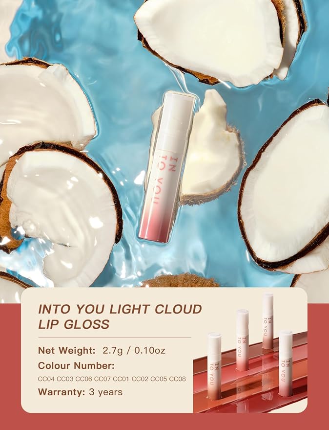 INTO YOU Lip Stain Long Lasting, Lip Gloss, Lip Tint, Lip Plumper Gloss, Glitter Lip Gloss, Liquid Lipstick, Vivid Color, Smudge-Proof, Lightweight, Naturally Moisturizing, Lip Oil For Dry Lips (CC04)