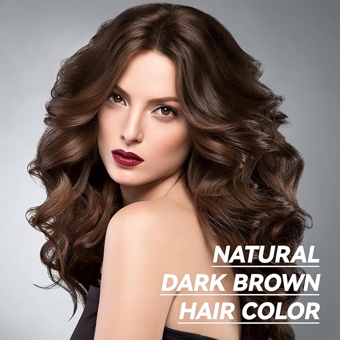 Dark Brown Hair Dye Shampoo 3 IN 1, Hair Color Shampoo for Gray Hair Coverage for Women Men, Herbal Formula with Ammonia-free Ingredients, Lasts up to 30 Days (16.9 Fl Oz)