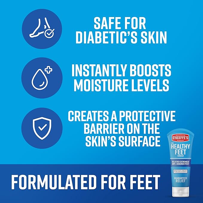 O'Keeffe's for Healthy Feet Foot Cream - 3 oz Travel Size Tube (1 Pack) - Guaranteed Relief for Extremely Cracked, Dry Feet, Repairing Skincare, Instantly Boosts and Retains Moisture Levels