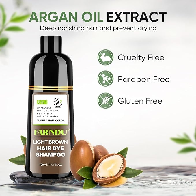 Light Brown Hair Dye Shampoo for Women Men, Gray Hair Coverage Seimi Permanent Instant 3 in 1 Hair Color Shampoo Champu Para Canas Muier