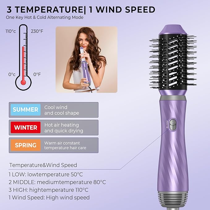 6 in 1 Hair Dryer Brush, Upgrade Detachable Blow Dryer Brush Air Styler Wrap Air Curler, Curly Twist Hot Curling Iron, Negative Ion Blow Dryer Hot Styler, Travel Hair Styling Tool