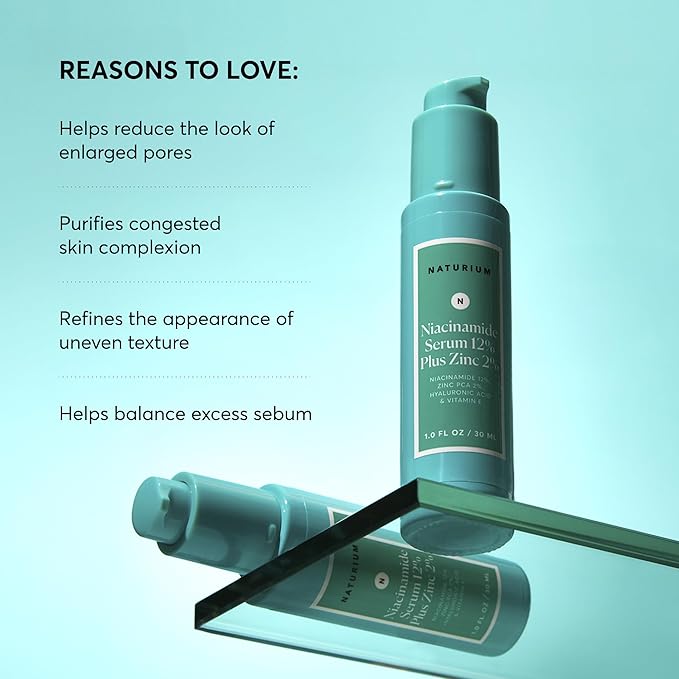 Naturium Niacinamide Face Serum 12% Plus Zinc 2%, Anti-Aging, Pore Minimizer & Dark Spot Corrector with Hyaluronic Acid & Vitamin E, Vegan & Cruelty-Free, 1 oz