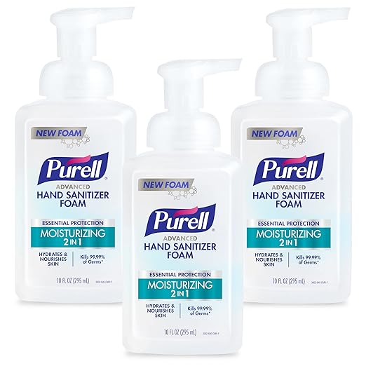 Purell Advanced Hand Sanitizer 2in1 Moisturizing Foam, Naturally Fragranced with Essential Oils, 10 oz Pump Bottle (Pack of 3), 3002-06-EC