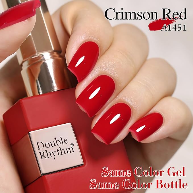 Double Rhythm 15ML Gel Nail Polish Pure Sheer Same Color Same Bottle Soak Off Gel Polish Art Manicure Salon DIY at Home for Women (Red Coral-A1451)