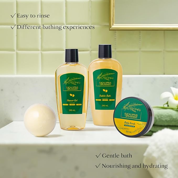 Home Spa Gift Basket, Bath Spa Kit for Girls, Eucalyptus & Mint Christmas Gifts for Women with Body Lotion, Shower Gel, Bath Bomb, 13pcs Unique Birthday Gifts for Women Gifts for Her Teen