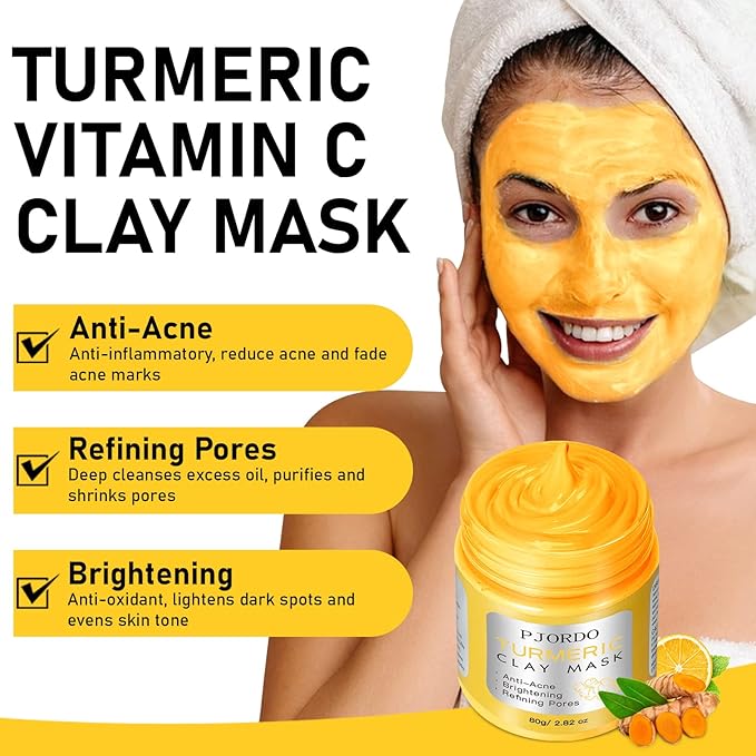 4pcs Clay Mask for Face(360g in total), Turmeric Vitamin C, Dead Sea Mud,Green Tea, Avocado, Rose, Facial Clay Mask Set, Gift Set for Women, Face Mask Skin Care, Gifts for Women, 3.17 Oz Each
