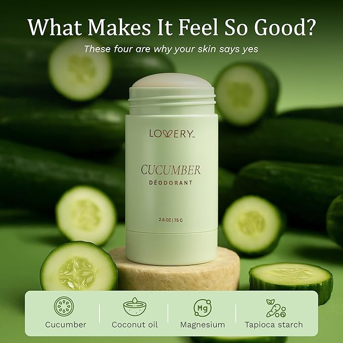 Clean Deodorant for Women Aluminum-Free 24-Hour Odor Protection – Refreshing Cucumber Scent with Organic Coconut Oil & Shea Butter, Baking Soda Free, Cruelty-Free, Gentle for Sensitive Skin, 2.65 oz