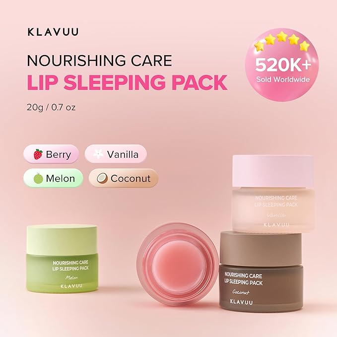 Klavuu Lip Mask Sleeping Pack (0.7oz) – Overnight Deep Hydrating Korean Lip Balm Treatment for Very Dry, Chapped Lips | Lip Lightening & Plumping with Instant Hydration | Gentle Exfoliating (Coconut)