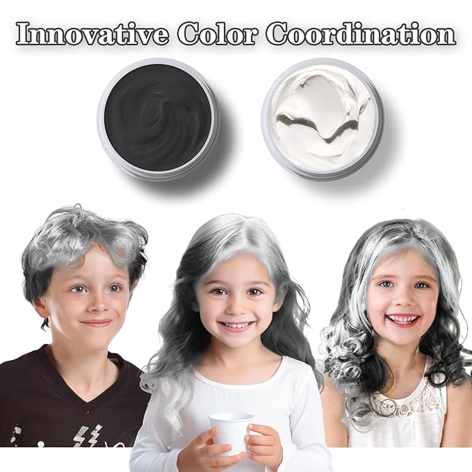 White Hair Color Wax, Temporary Hair Color Wax, Temporary Hair Dye for Dark Hair, Washable, Kids, Halloween, Cosplay, Party, Girls
