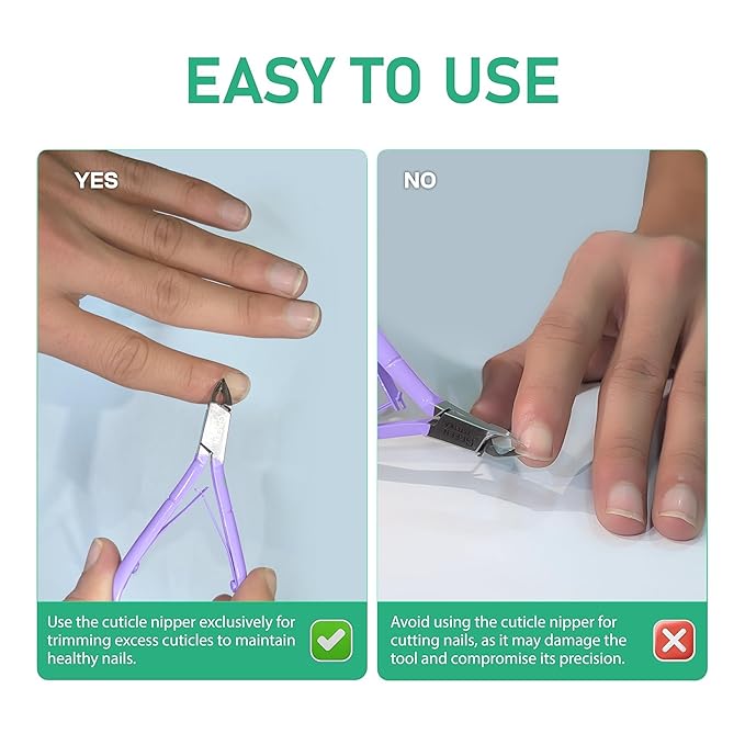 Professional Cuticle Trimmer with Cuticle Pusher Nail Cuticle Remover Nipper Silver Stainless Steel Sharp Blades Manicure Tools with Double Spring Nail Care Pedicure Nail Tools Home Spa (Purple)