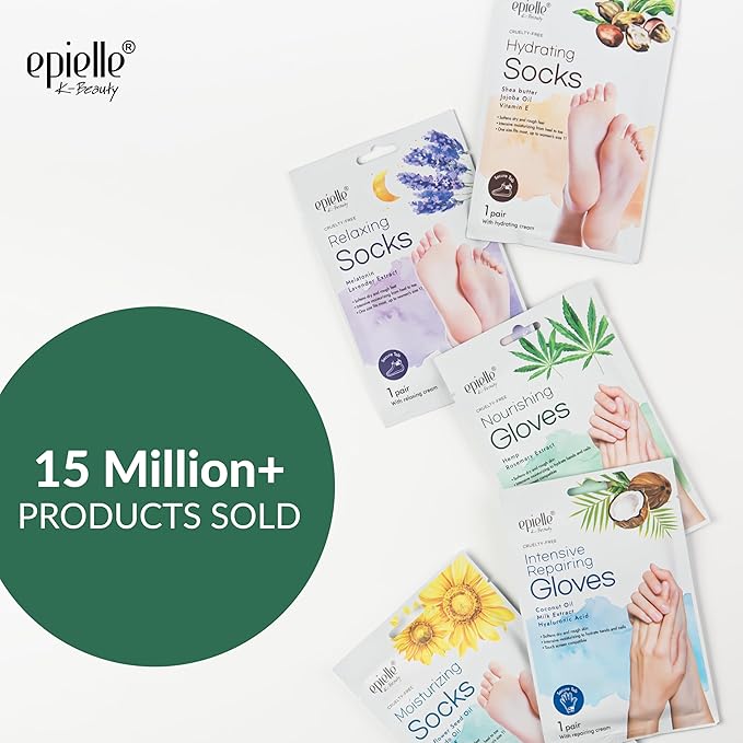 Epielle Nourishing Foot Mask 6 Pairs, Deep Moisturizing Socks for Dry, Cracked Feet, Self Care Gifts for Women, Spa Kit, Stocking Stuffers, Thanksgiving Essentials
